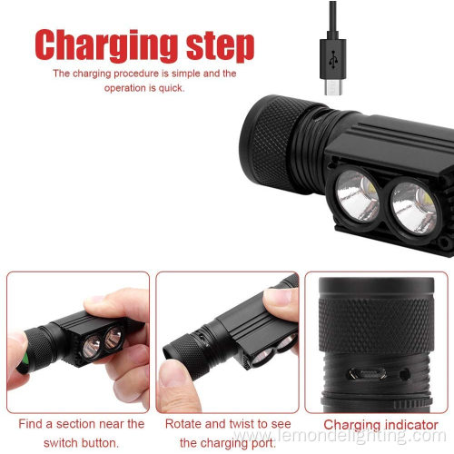 Detachable dual LED USB Motion Sensor Headlamp Flashlight